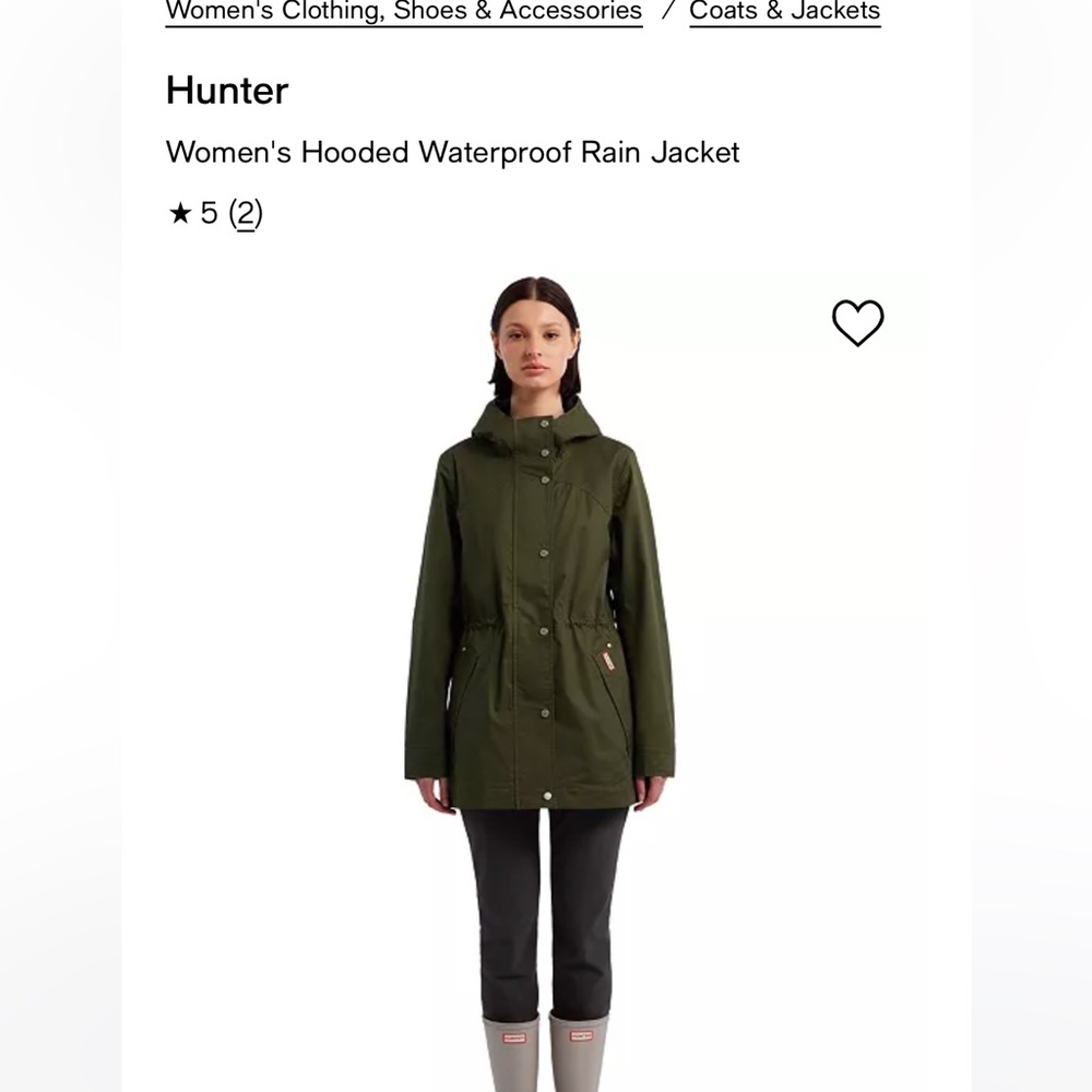 Hunter hooded rain jacket